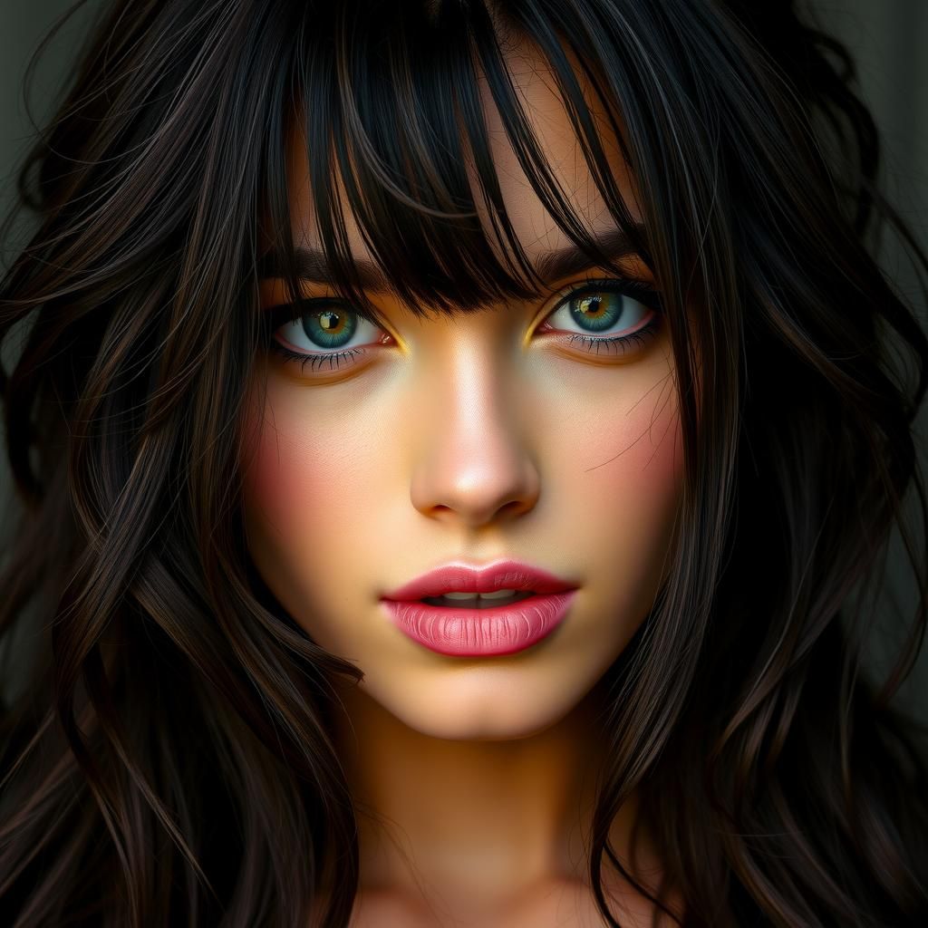Detailed Headshot of a Stunning Woman with Dark Hair