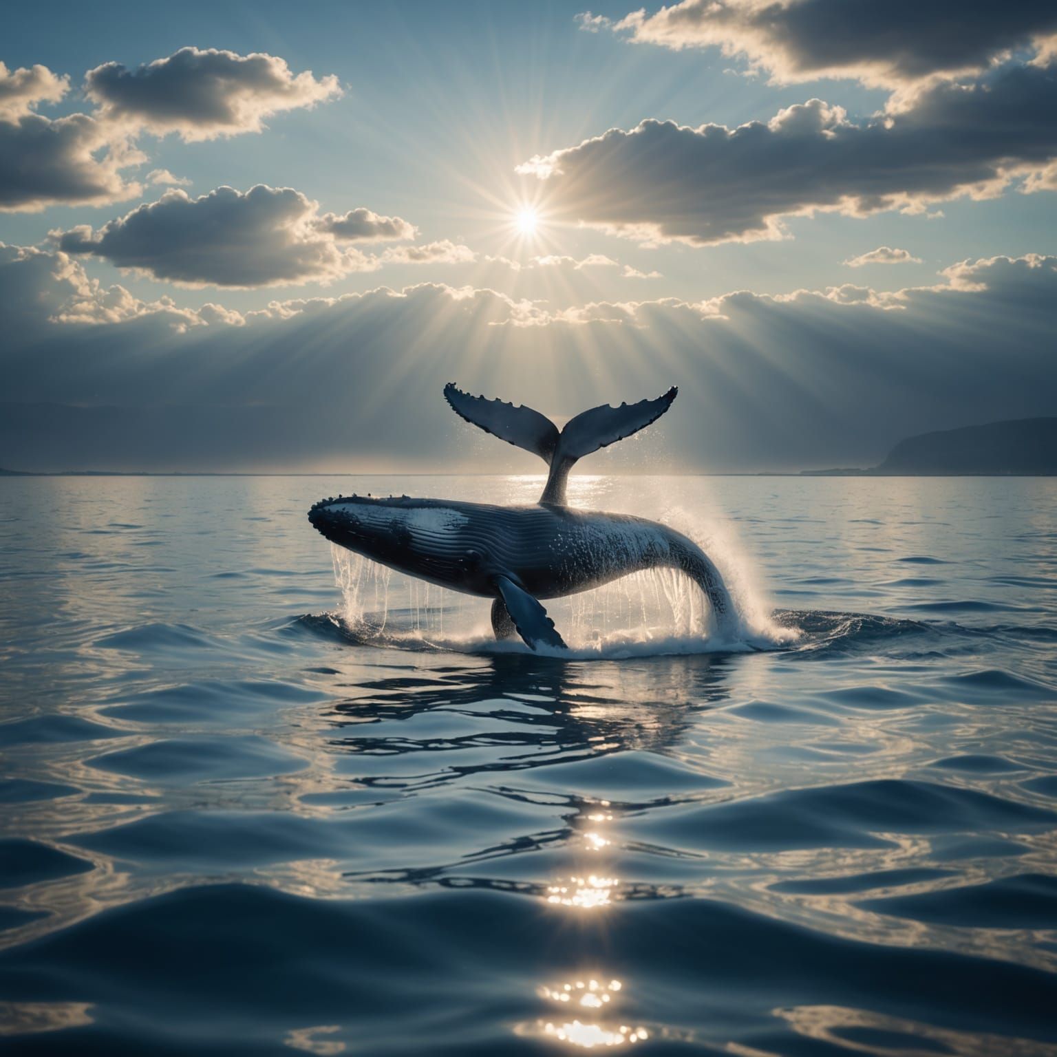 Majestic Whale Radiates Serenity in Ethereal Setting