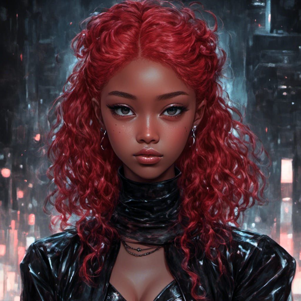 Red-Haired African Princess in Manhwa Style
