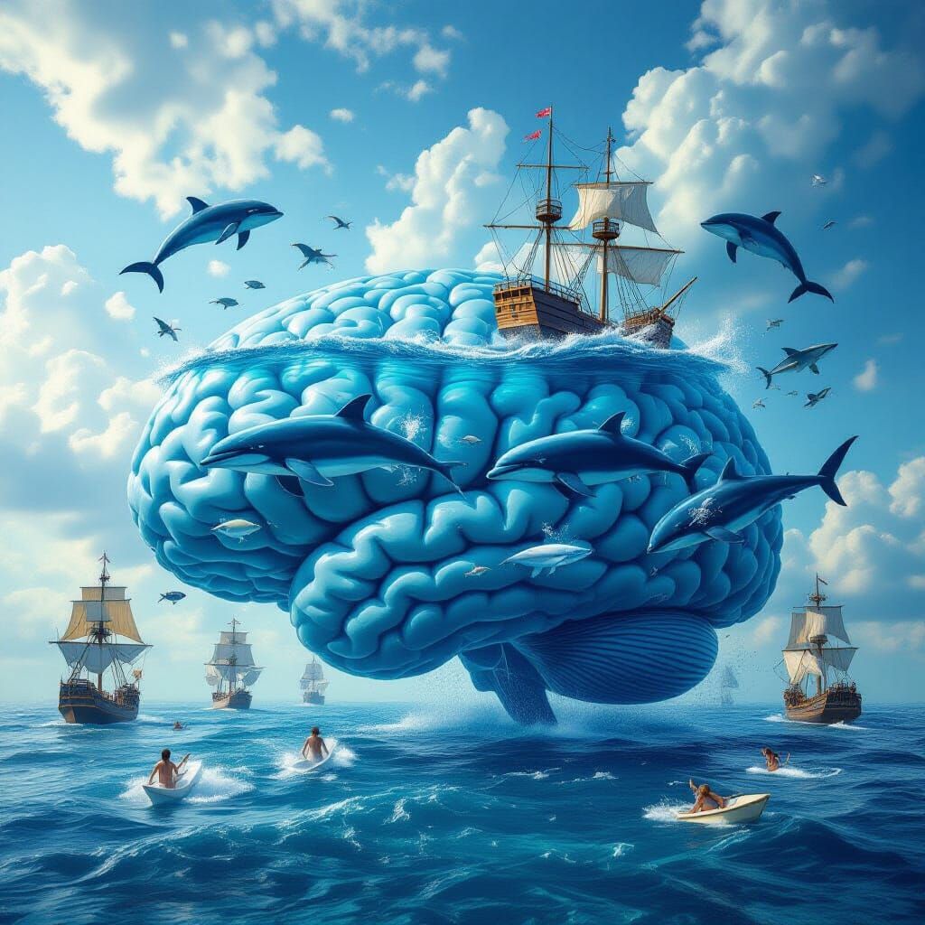 Oceans Inside Brain: A Photorealistic Marine Fantasy