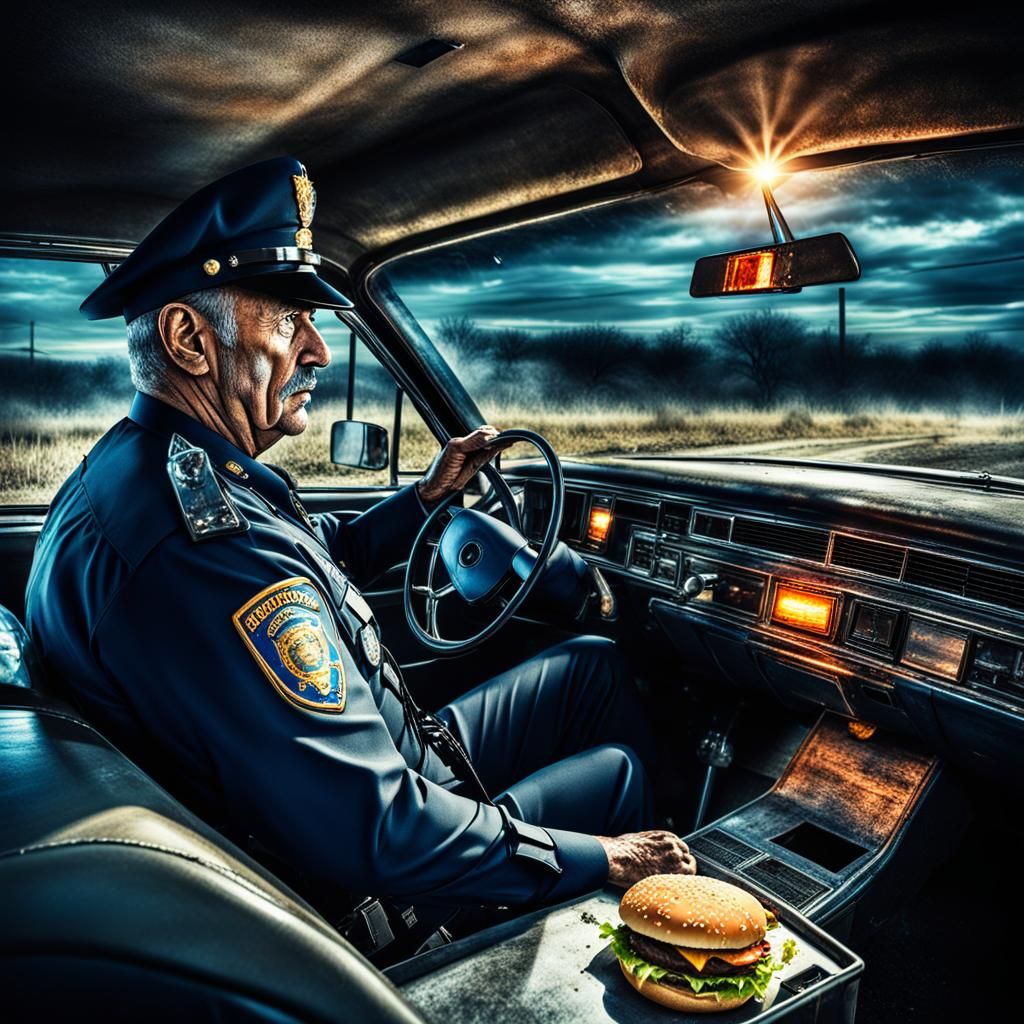 Sheriff Eats Burger on Spooky Deserted Highway