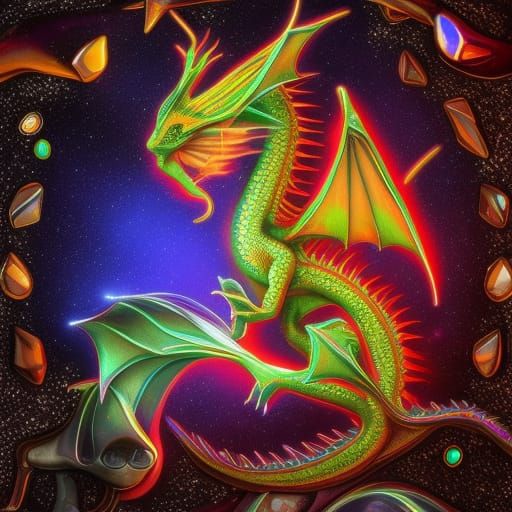 Cute Baby Dragon in Astral Cosmic Illustration