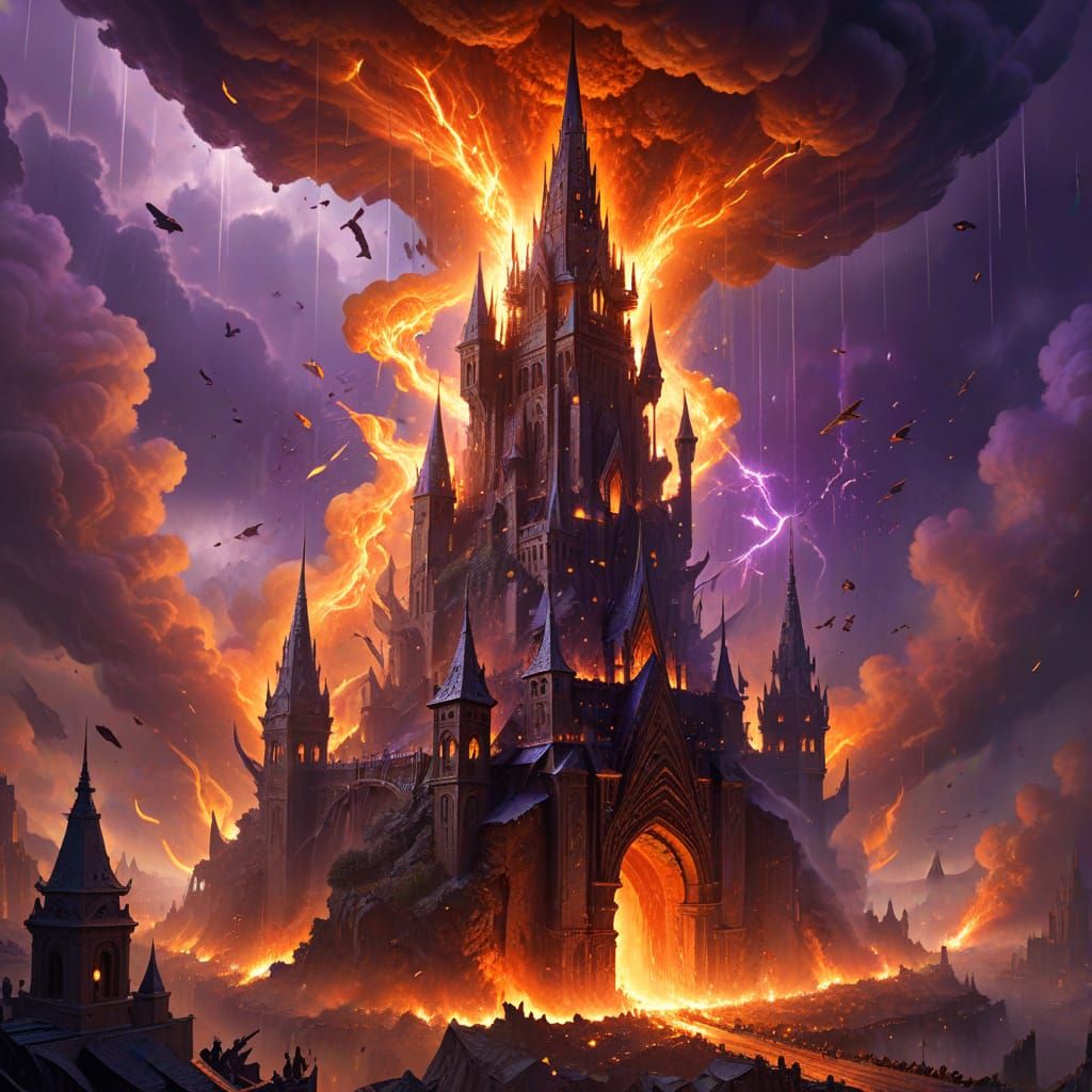 A wizard in his tower laying a global enchantment over the l...