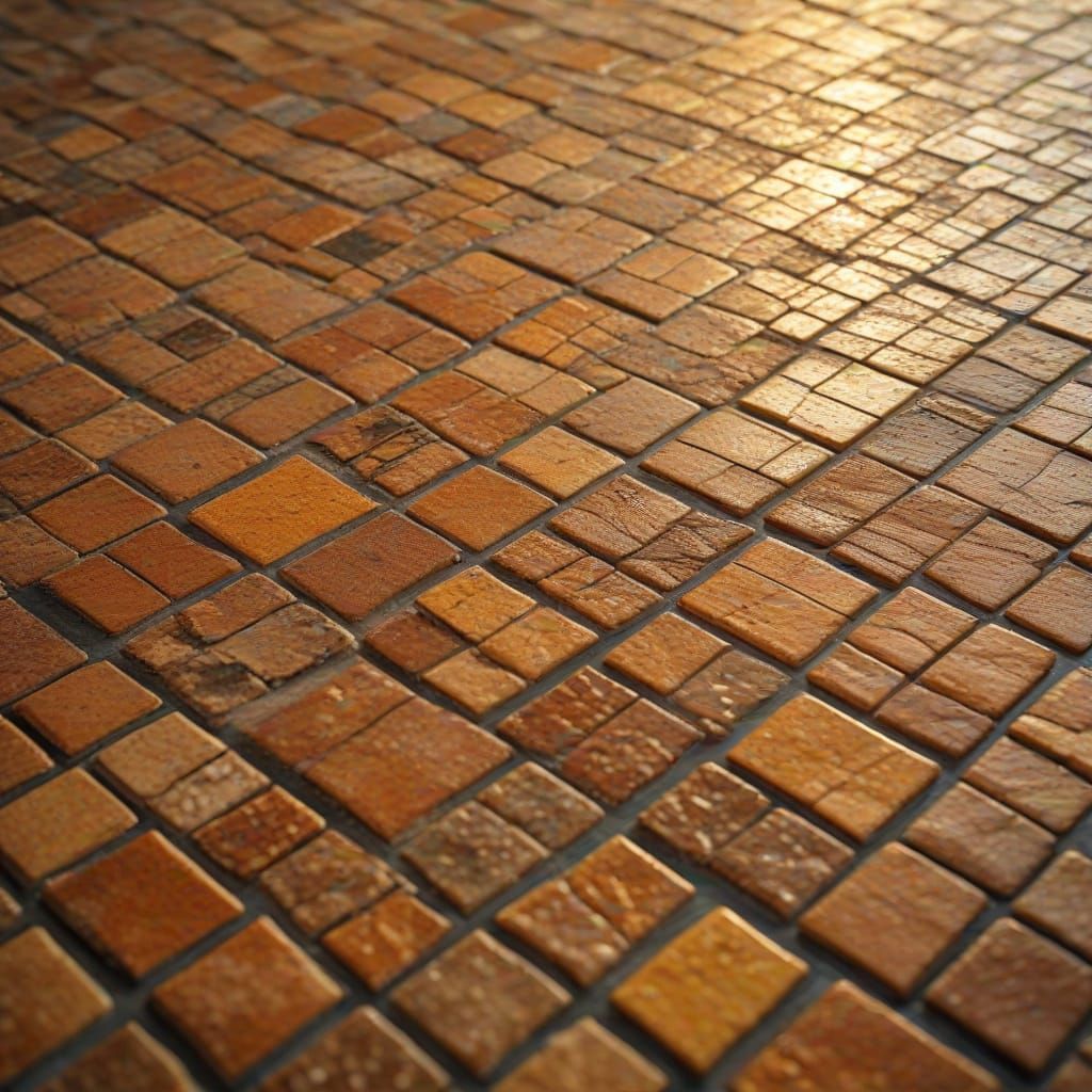 Roman Bath Mosaics in Golden Hour Light