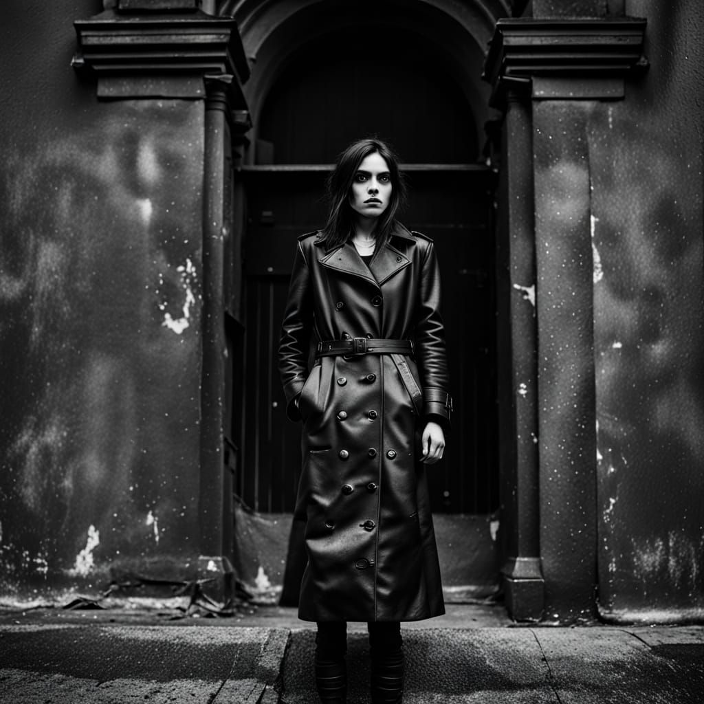 Goth Fashion Model in Dark Alleyway Portrait