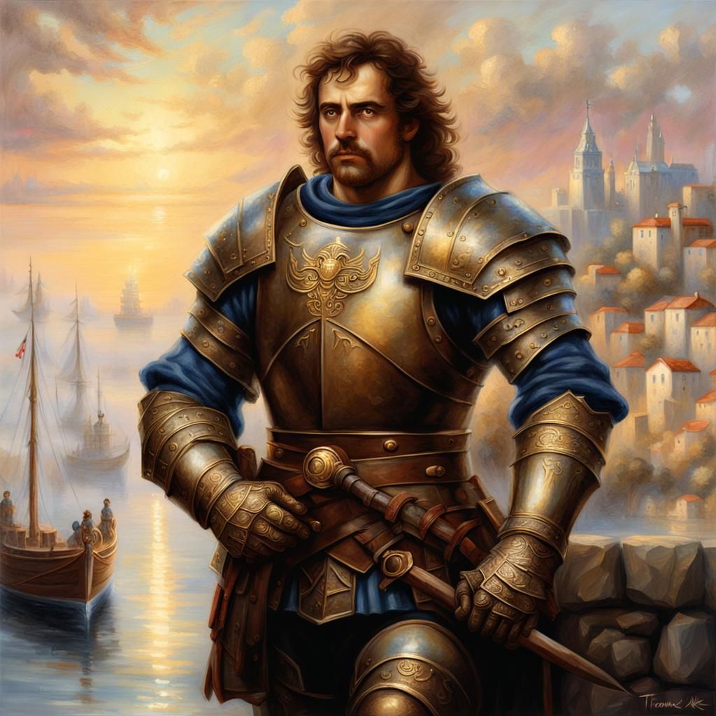 Greek Philosopher in Bronze Armor by Harbor