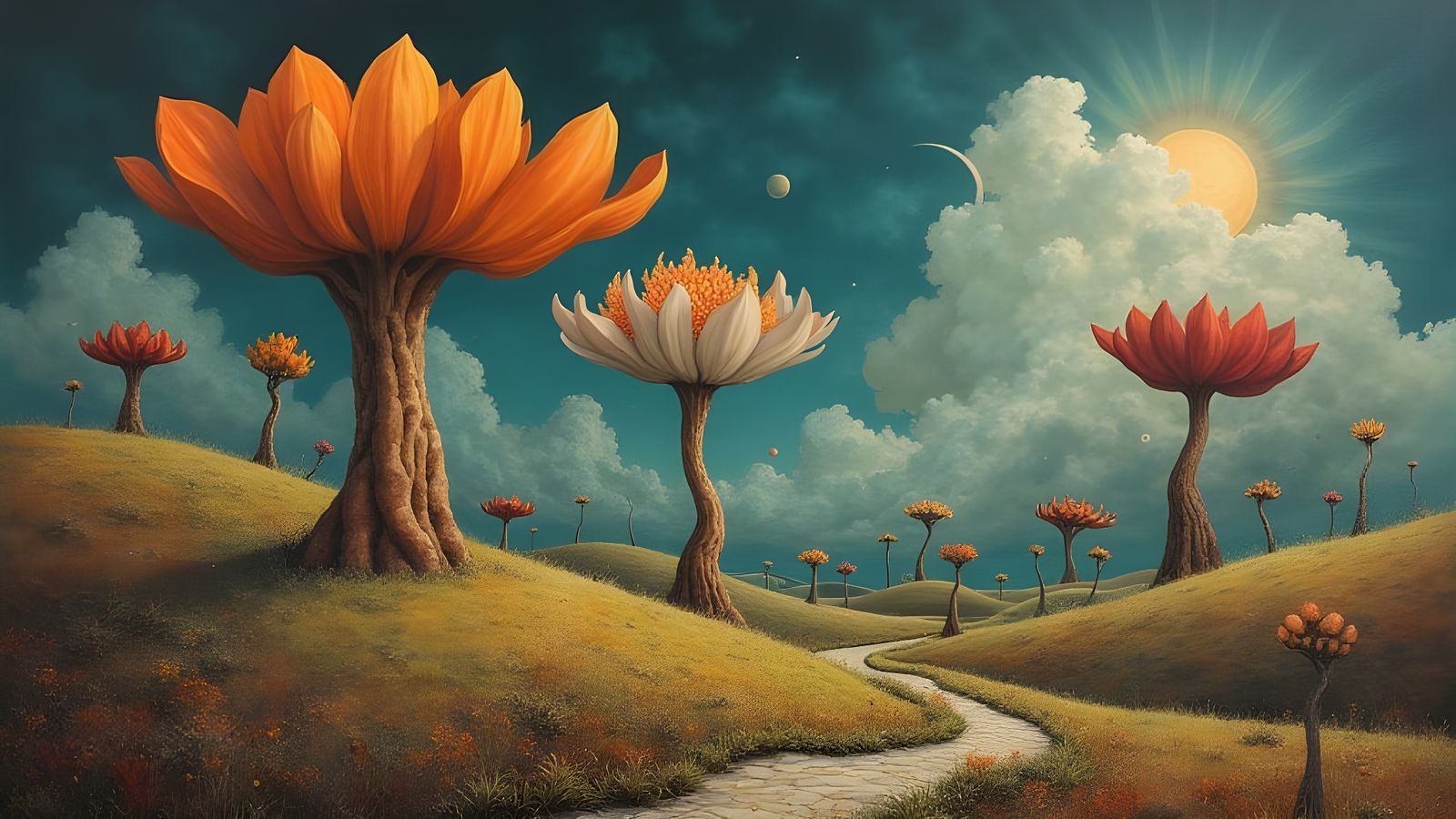 Landscape Forms in Vibrant Floral Style