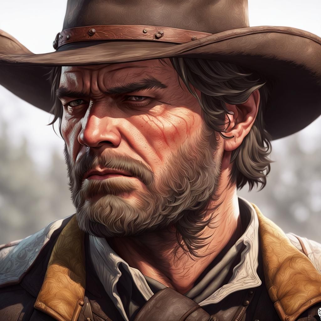 Arthur Morgan Portrait in Hyperdetailed Style