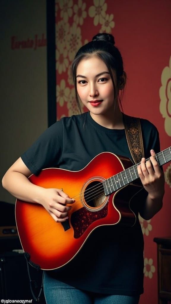 Hyperrealistic Portrait of Guitarist at Concert