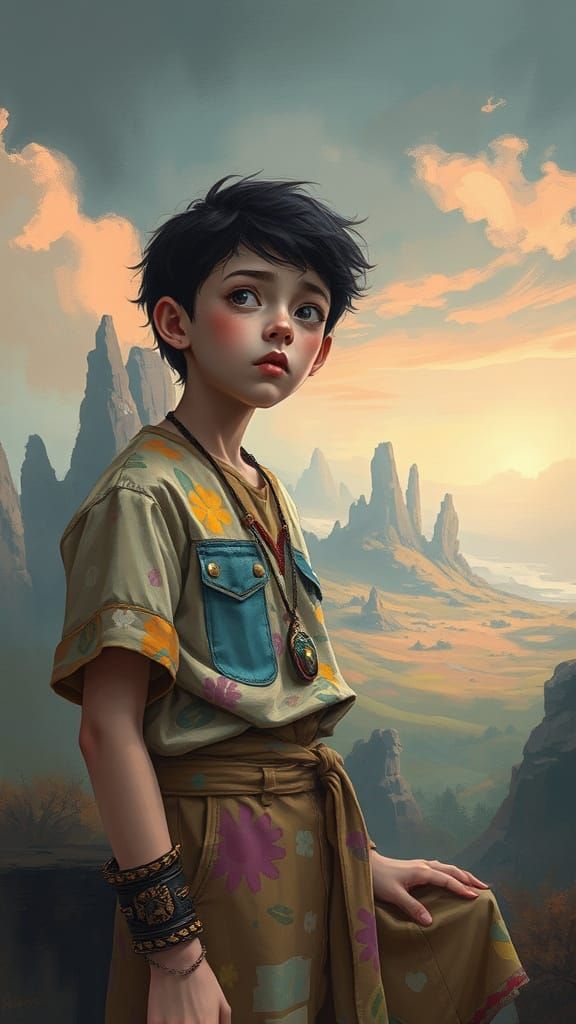 Surreal Landscape with Person in Dreamlike Style