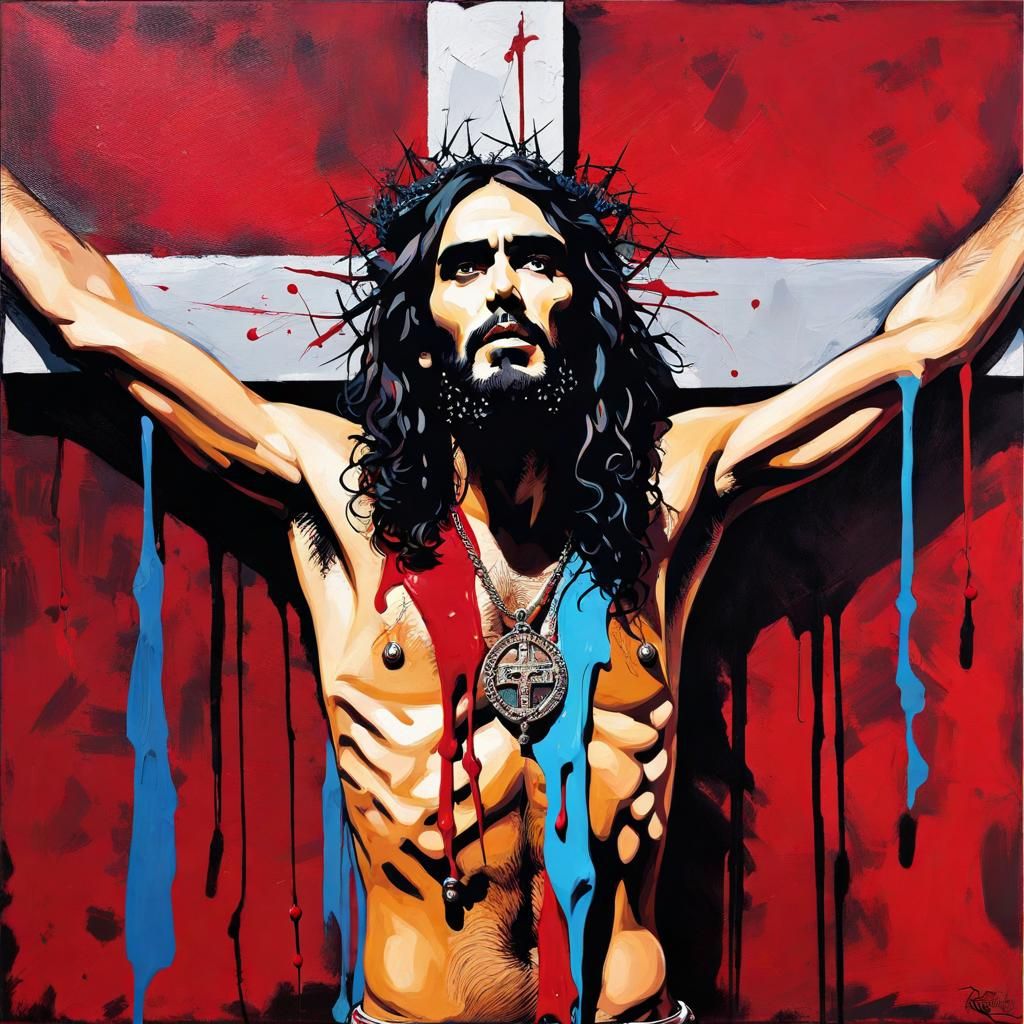 Martyrdom Depicted in Abstract Art with Crimson Paint