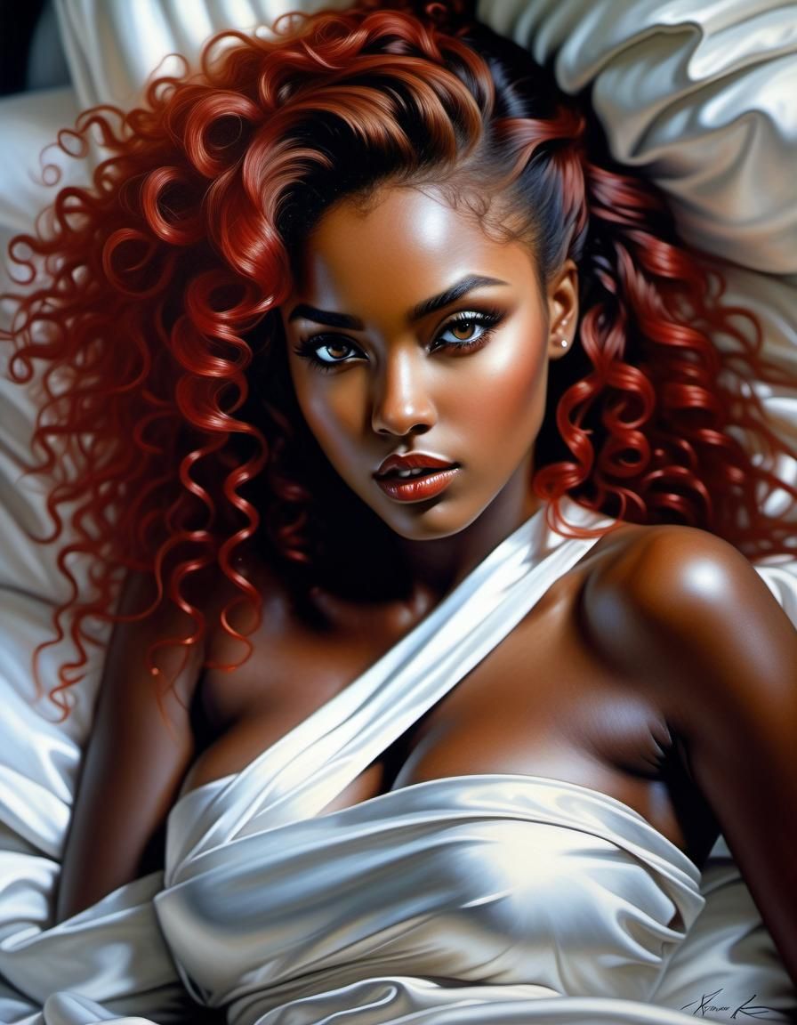 Gorgeous Woman with Red Hair: Digital Illustration