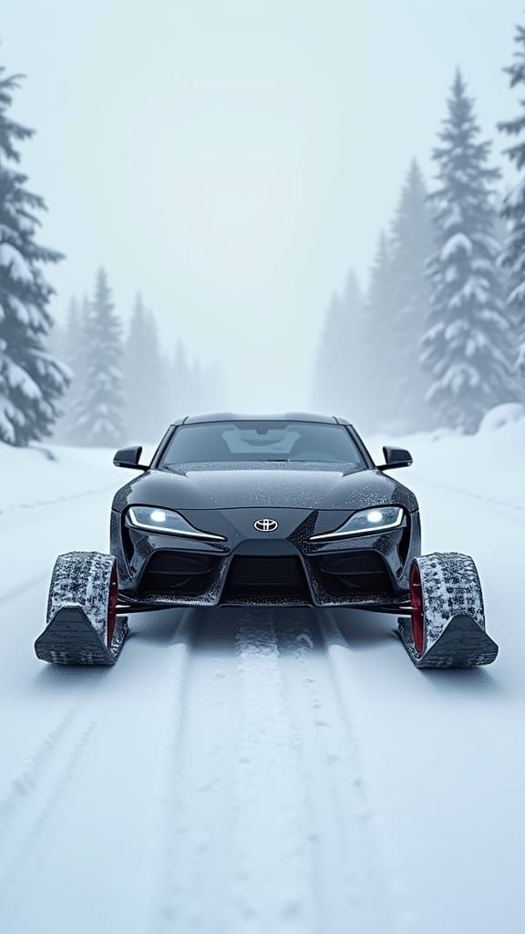 Futuristic Supra Snowmobile Hybrid in Icy 8K