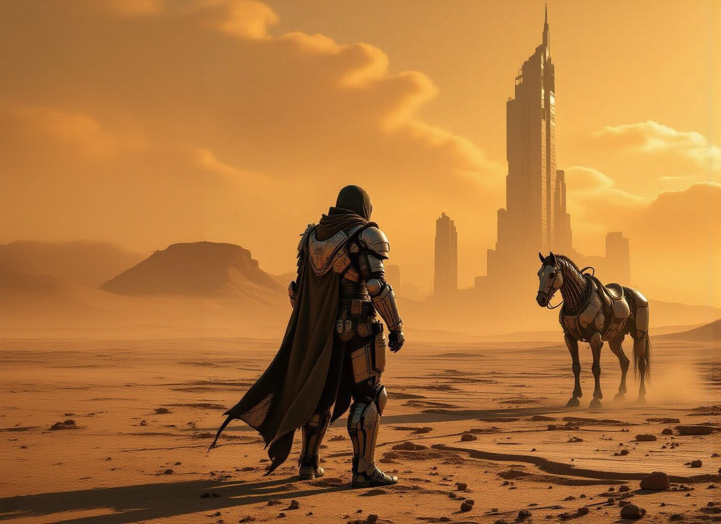 Cybernetic Warrior on Desolate Plains