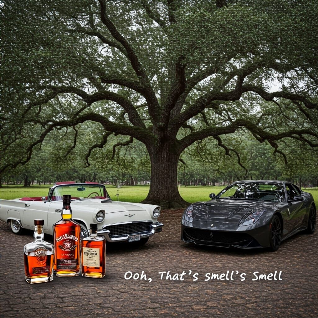 Whiskey, Cars, and Oak Tree: A Reckless Scene