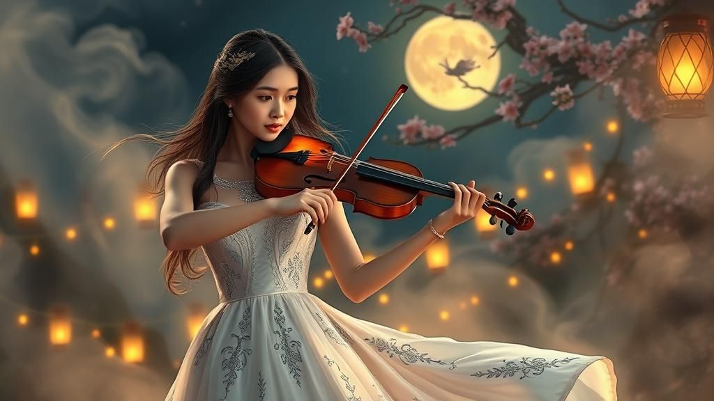 Woman's Enchanting Violin Solo at Music Festival