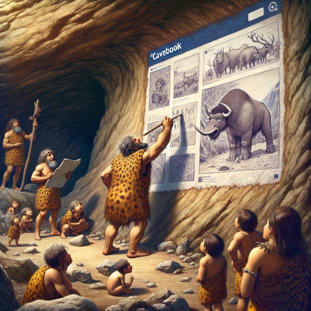 Prehistoric Caveman Creates First Social Media Post