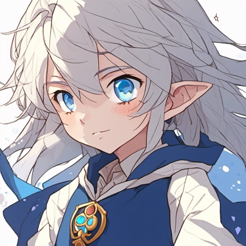 Elf Boy Portrait in MiHoYo Cel-Shaded Style