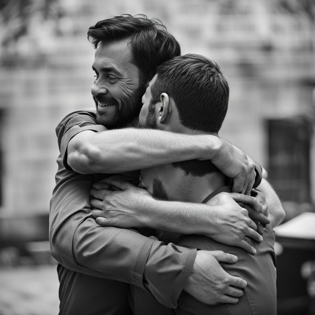 Heartwarming Image of Two Men Embracing