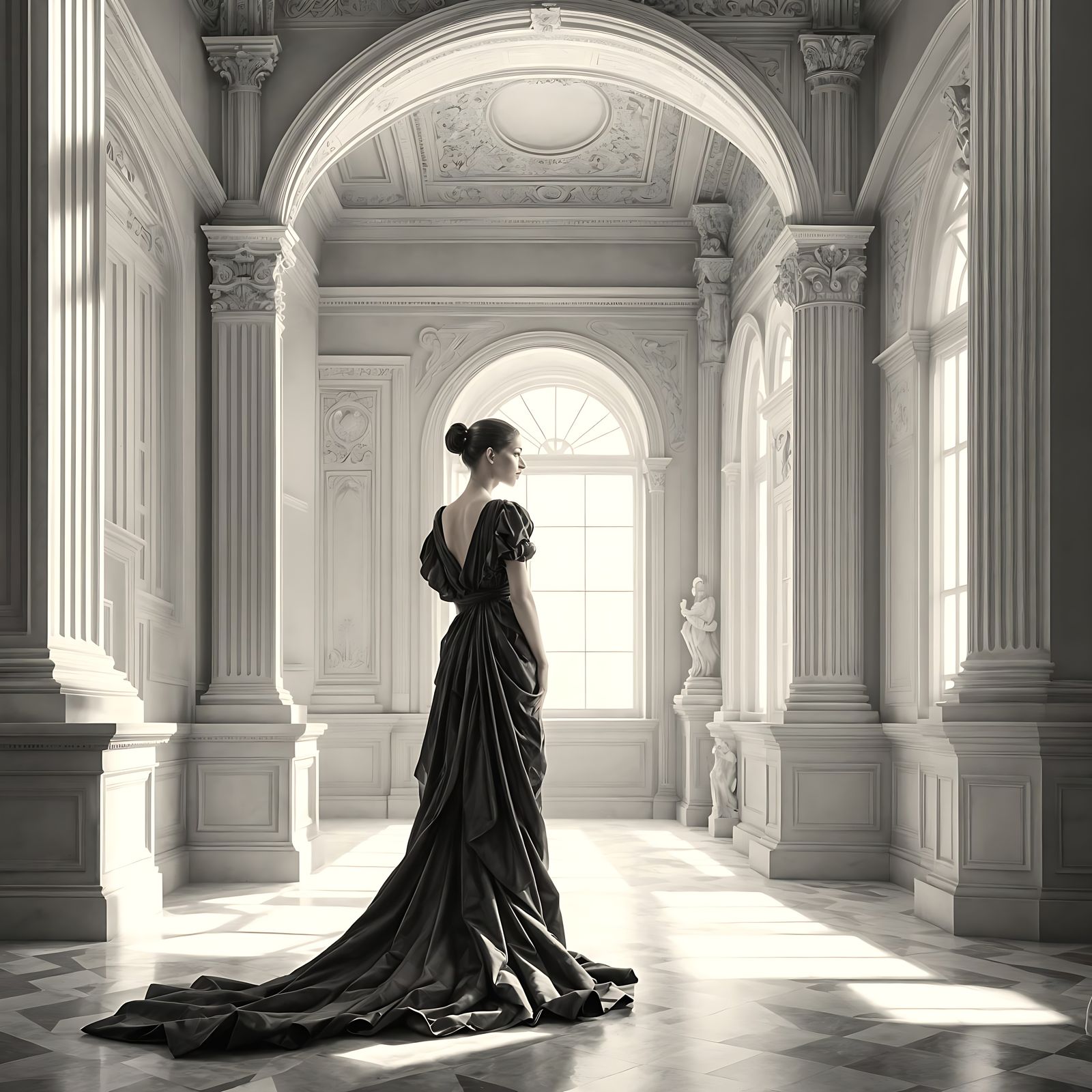 Elegant Gallery Interior in Classical Style