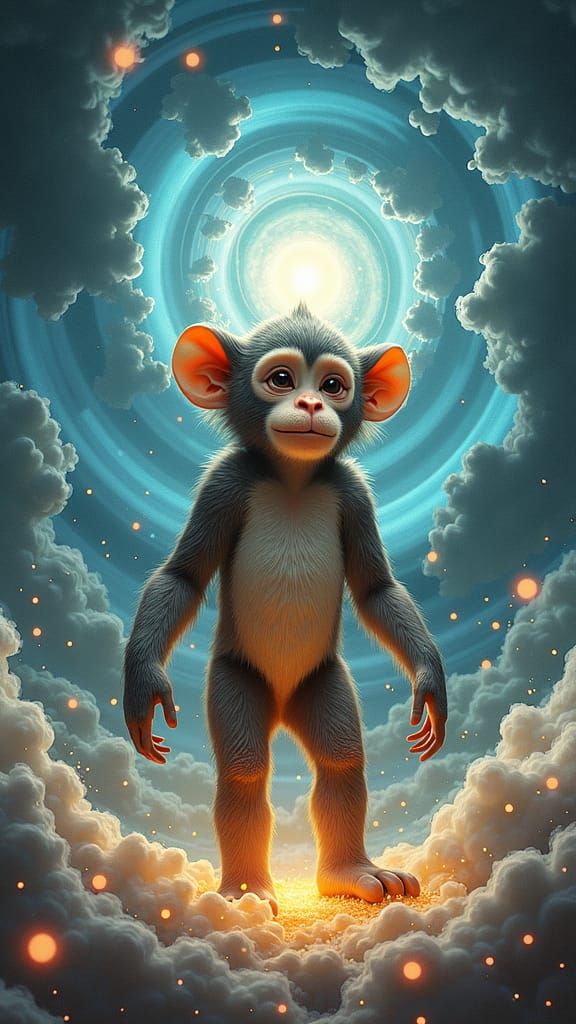 Surreal Hybrid Creature in Mystical Energy Vortex