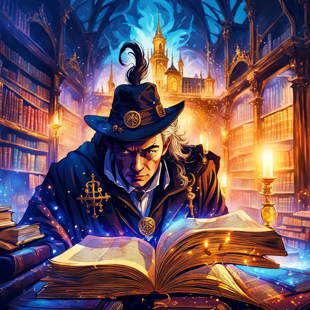 Dark Academia Portrait in a Mysterious Library