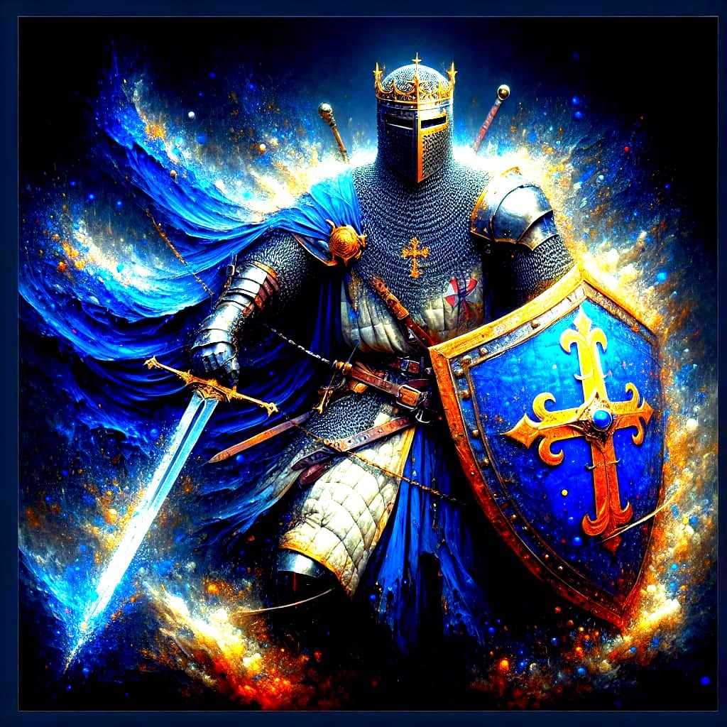 Medieval King in Chainmail with Golden Crown