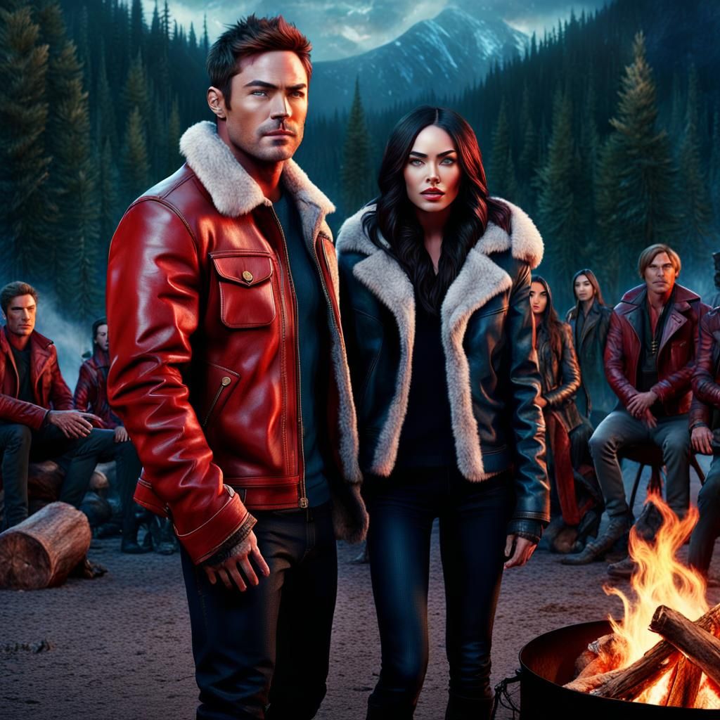 Campfire Action: Cinematic Portrait in Hyperdetailed Style