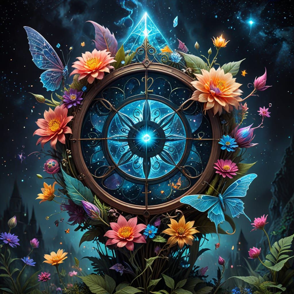 Whimsical Floral Cosmos in a Harry Potter-Inspired Art Piece