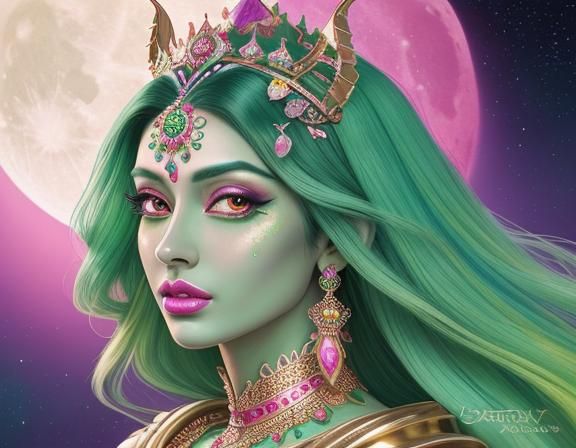 Goddess of the Moon Moth in Candy Art Style