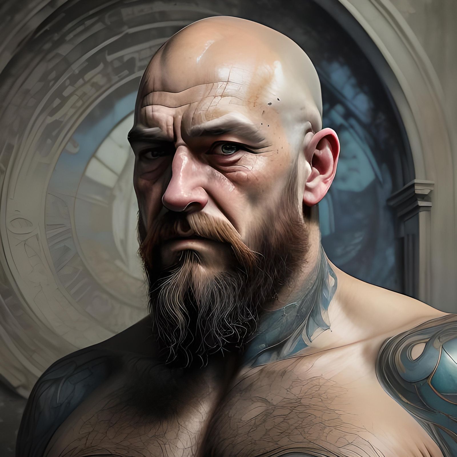 Portrait of Distinguished Man in Expressive Linework Style