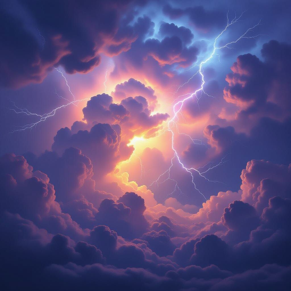 Dramatic Storm Clouds and Lightning in Matte Painting Style