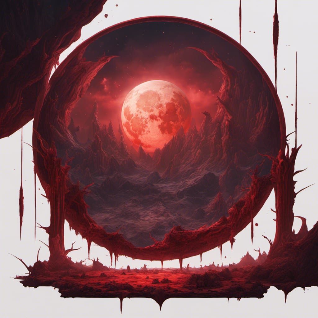 Dramatic Blood Moon Fantasy Concept Art