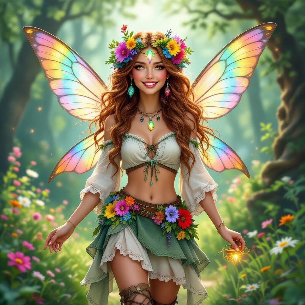Boho Spring Faerie in Magical Forest