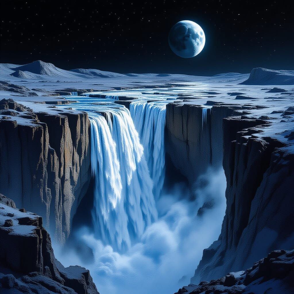 Lunar Waterfall: A Sci-Fi Dreamscape