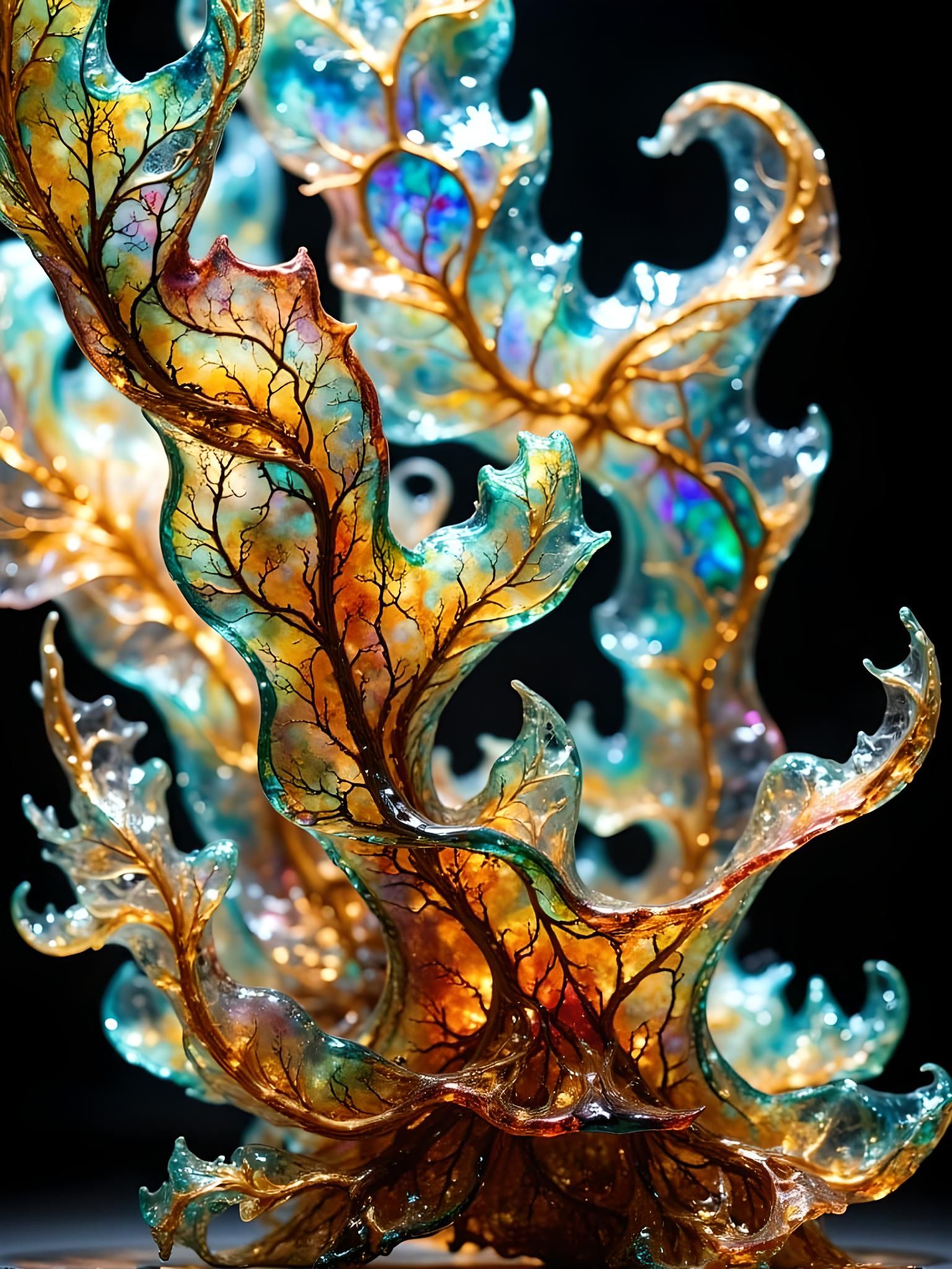 Delicate Filigree Stained Glass Sculpture