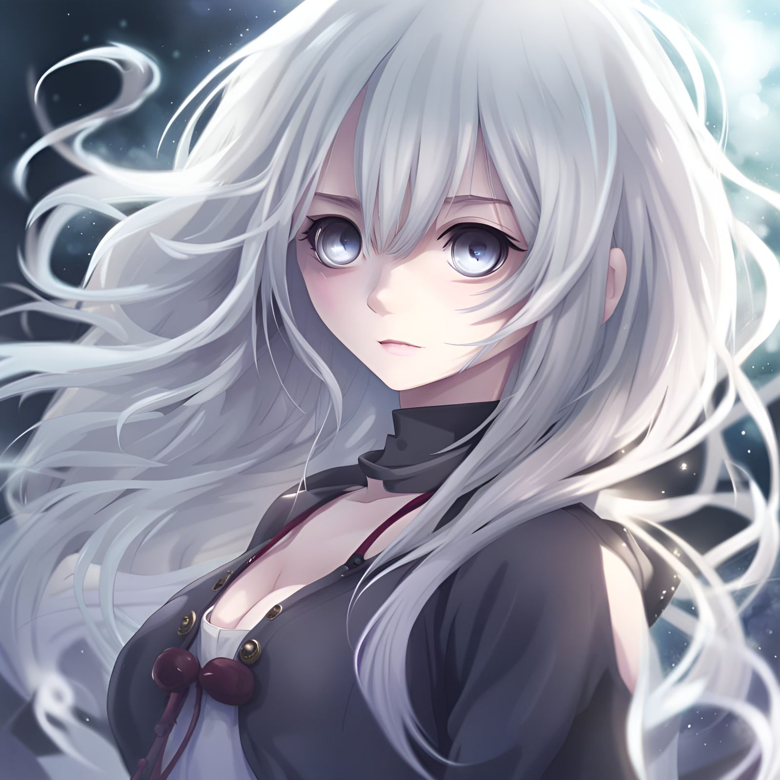 Ethereal Anime Spirit with Silver Hair