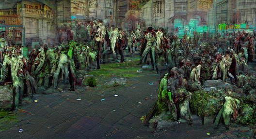 Undead Zombie Horde in City, 8K Resolution