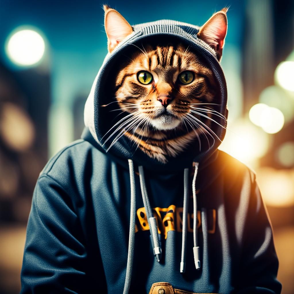 Cat style hip hop music wearing