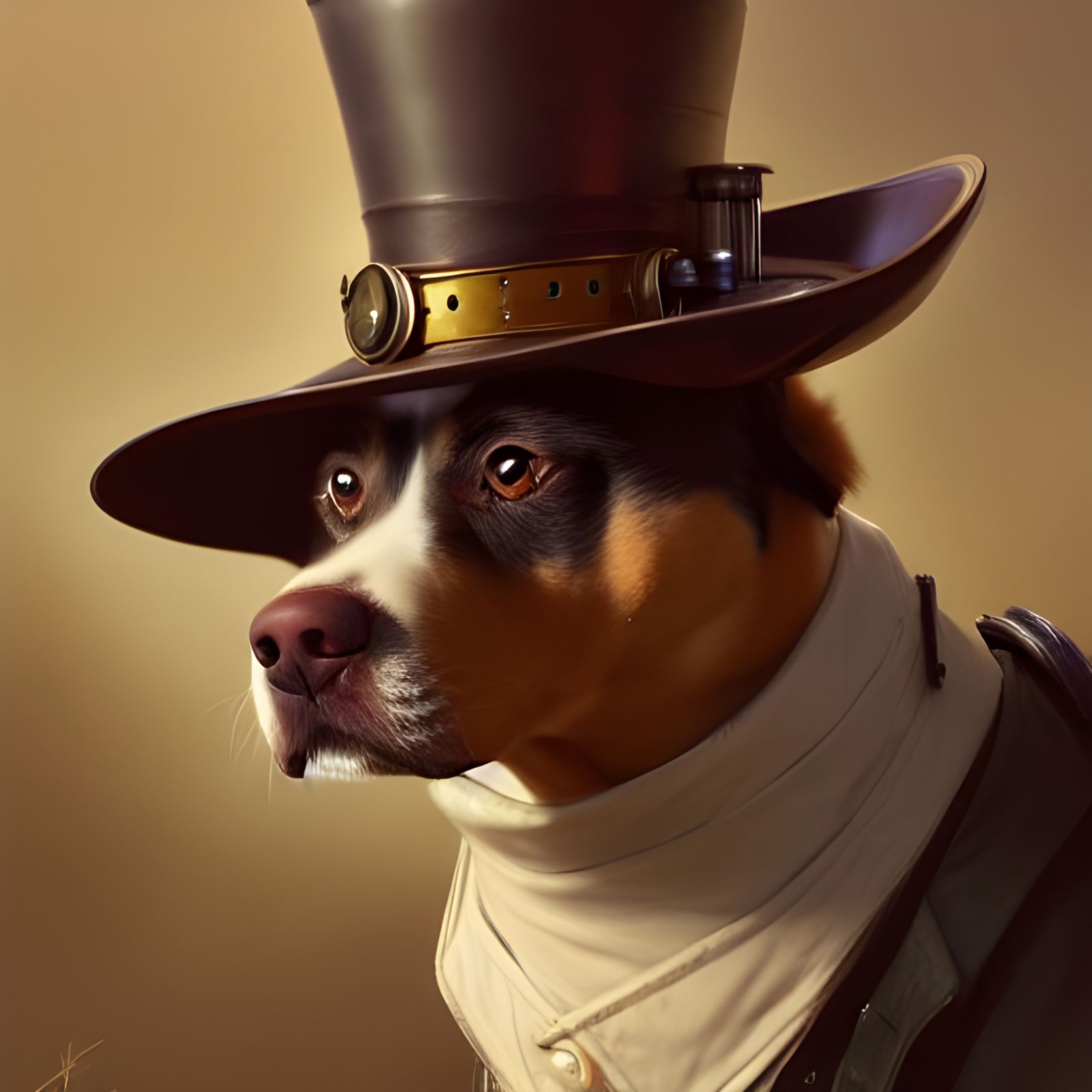 Steampunk Dog Portrait in Photorealistic Style