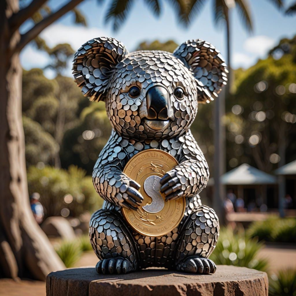 Koala Statue Crafted from Australian Coins