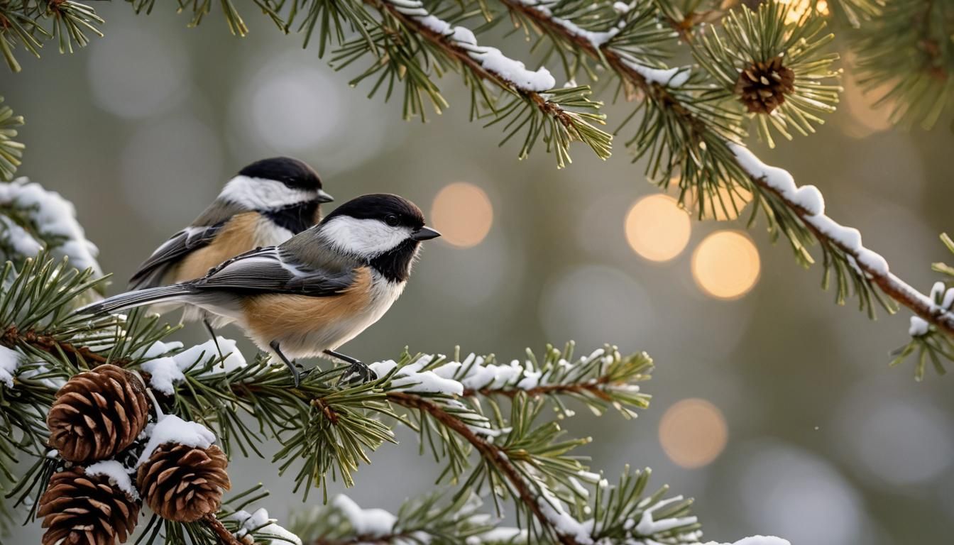 Black-Capped Chickadee on Douglas Fir Branch