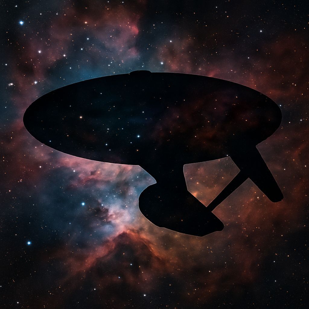 USS Enterprise Silhouette Against Orion Nebula