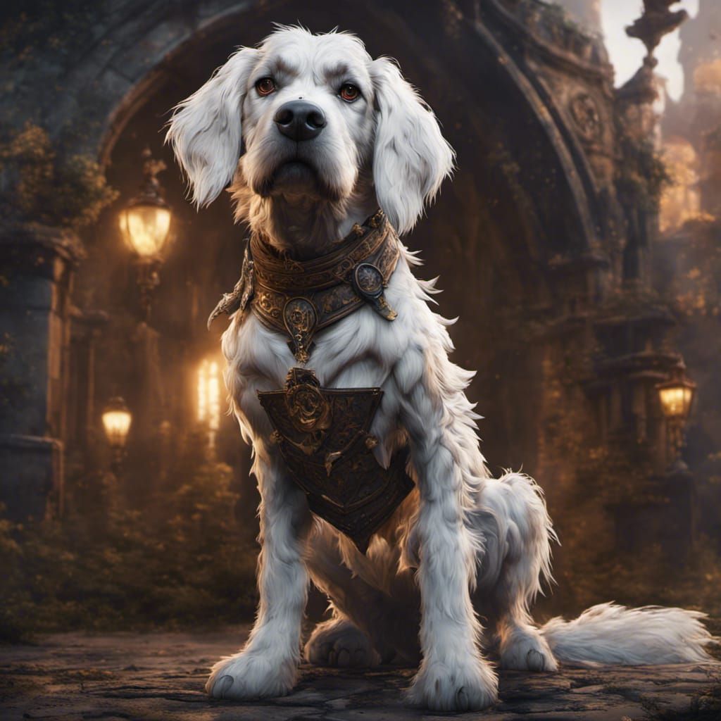 Fantastical Dog Matte Painting in Deep Color