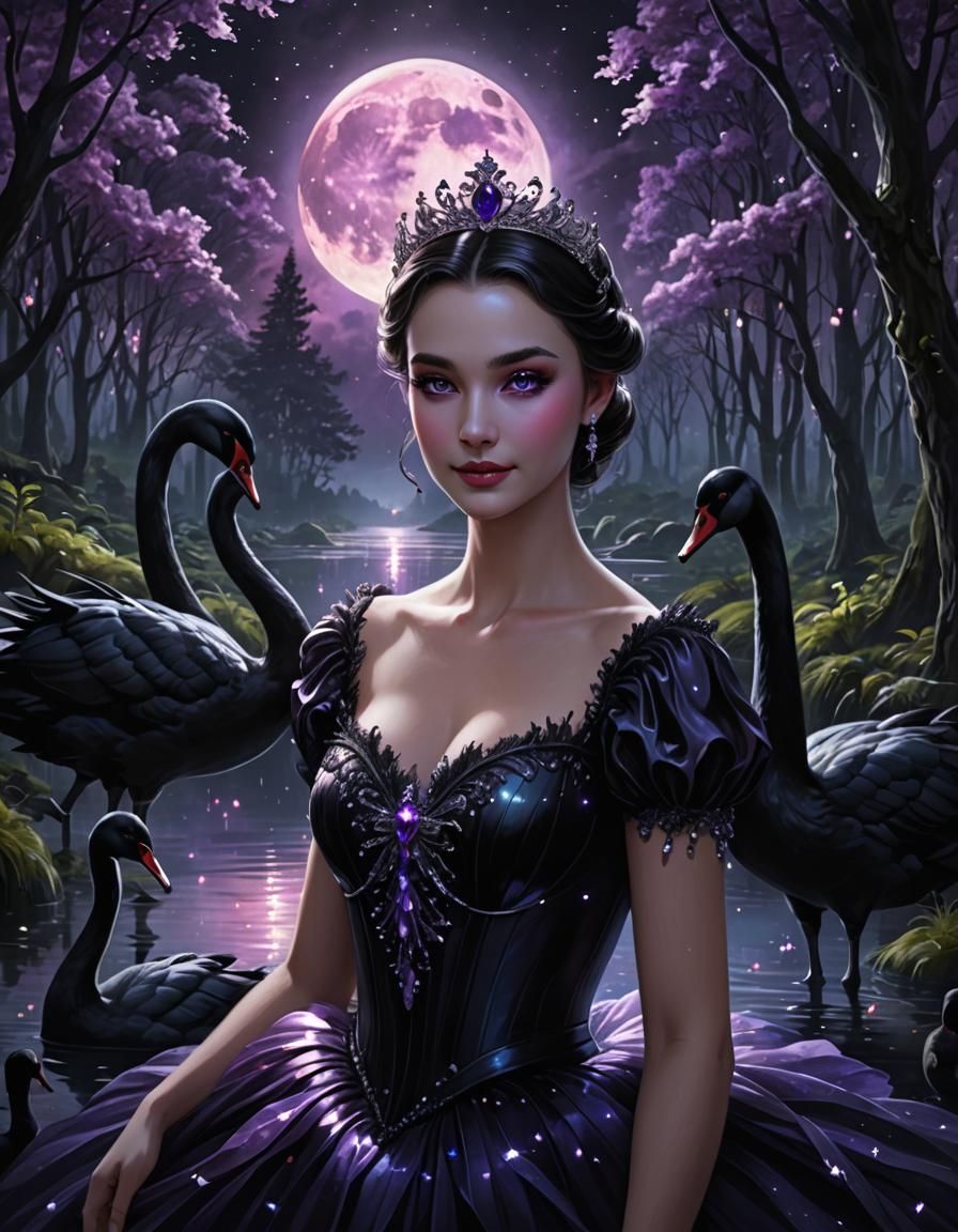 Black Swan Princess in Dark Forest, Anime Style