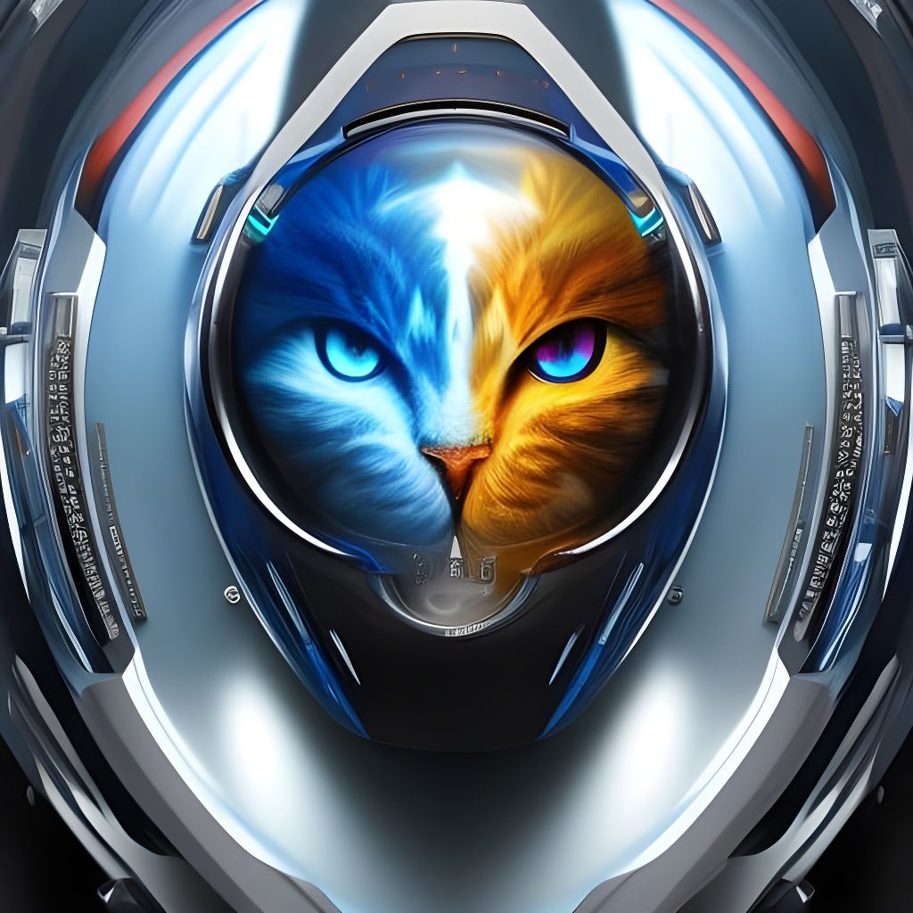 Hyperdetailed Spacecore Cat Portrait in Cool Colors