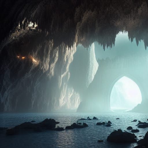 Luminous Crystal Cave: Epic Digital Matte Painting