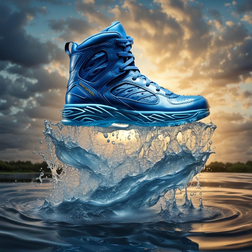 Giant Water Wave Shoe in Splash Art Style