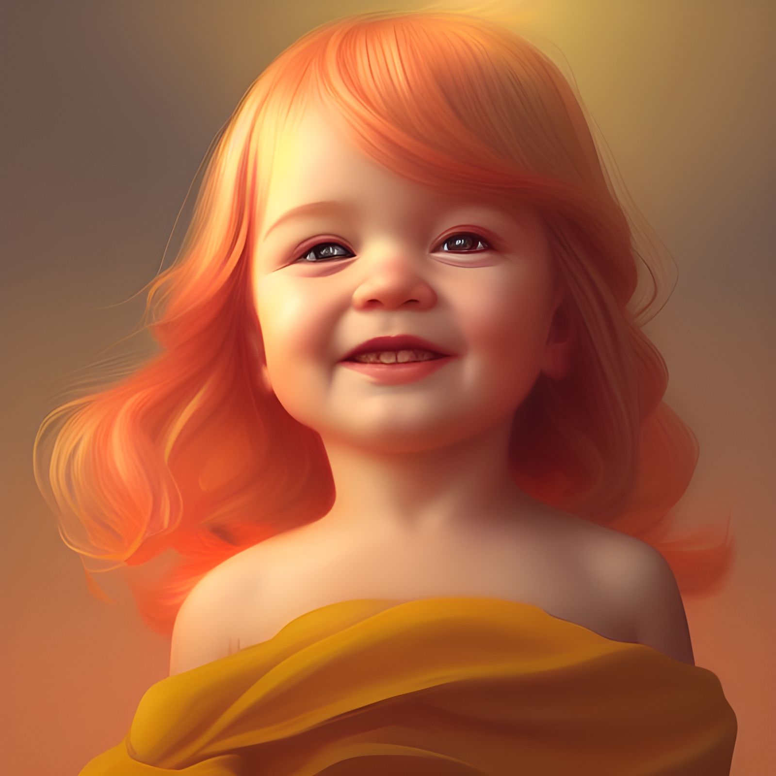 Golden-Haired Baby Portrait in Fantasy Style