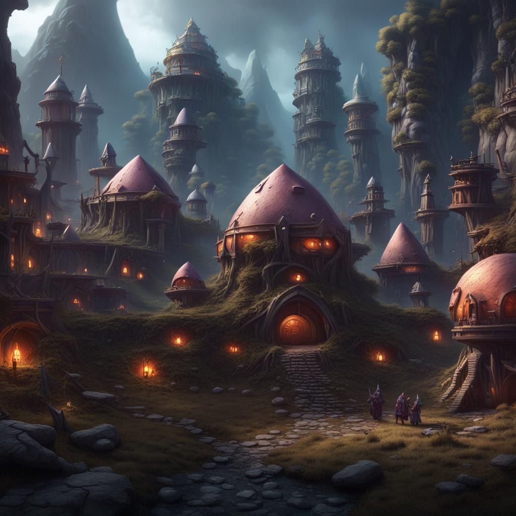 Gnome Village in the Underdark: Fantasy Concept Art